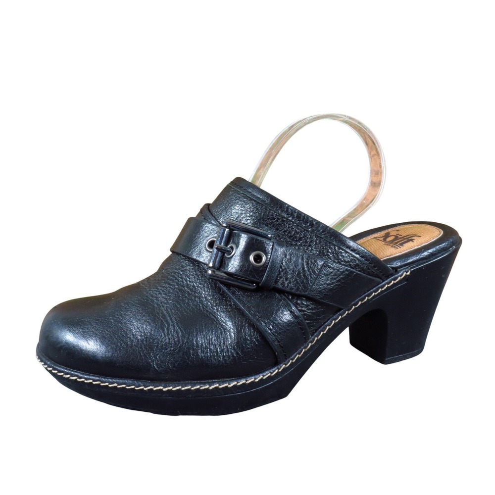 Sofft 106401 Womens Leather Clog Mule Size 7.5 Professional Work Casual Black